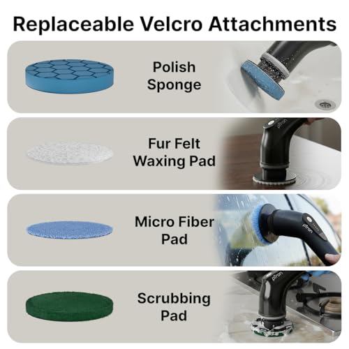 Image of pTron EaseMate Scrubber X1, Electric Spin Scrubber w / 5 Adjustable Speeds, Cleaning Brush Scrubber for Home, 400RPM /min, 120 min Run Time, 8 Replaceable Brush Heads for Bathroom, Floor Tiles (Black)