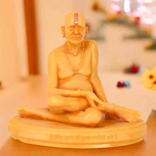 Image of KariGhar Swami Samarth Idol Perfect for Car Dashboard and House Warming Yellow