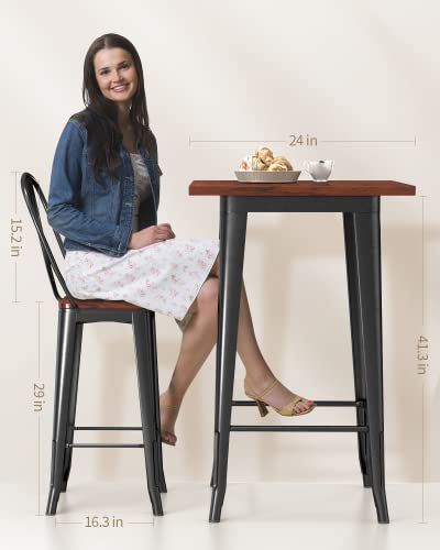 Qsun 3 Piece Bar Table Set With 1 Table And 2 High Back Chairs  Dining Table Set For 2, Pub Table And Chairs With Footrest And Foot Pads For Kitchen, Restaurant, Pub Bar #TOP1