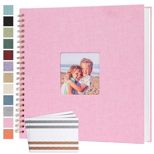 Scrapbook Photo Album Linen Cover 12x12 Inches 80 Pages Pink
