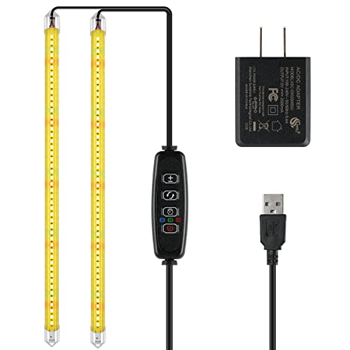 Ipower 20W Led Plant Grow Light Strips Full Spectrum For Indoor Plants With Auto On/Off 3/9/12H Timer, 10 Dimmable Levels 48 Leds, Sunlike Grow Lamp For Hydroponics Succulent, 2 Tubes, Yellow #TOP3