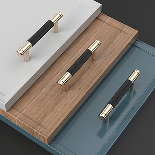 Elebuild 10 Pack 3Inch Cabinet Pulls Knobs Aluminum Black And Gold Drawer Handle For Kitchen Bathroom Bedroom Wardrobe Hardware, 3" Hole Center #TOP3
