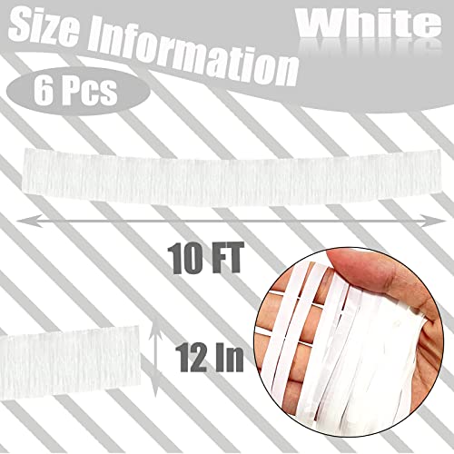 Image of 6 Pack 10 Feet White Foil Fringe Garland Metallic Tinsel Streamers Banner Wall Hanging Curtain Backdrop Banner for Parade Floats, Thanksgiving, Christmas, Birthday, Halloween Party Decorations