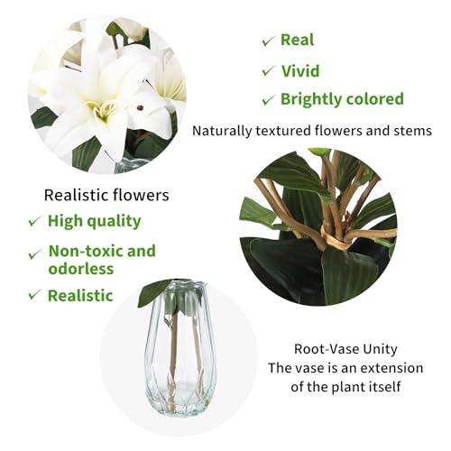 ExploreHorizon 6 Real Touch Lilies, Lifelike Artificial Flowers for Wedding Decor, Home Garden Accents, and Elegant Easter Centerpieces