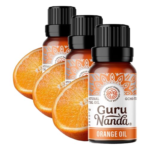 Aceite Esencial de Naranja GuruNanda 100% Puro 0.5 Fl Oz 3 Unidades