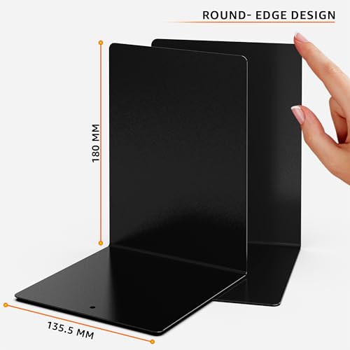 Image of APPUCOCO Metal Bookends for Shelves | Heavy-Duty Book Stand and Organizer |Non-Slip Magazine Tabletop Rack | Modern Home & Office Decor Book Ends (Set of 2)