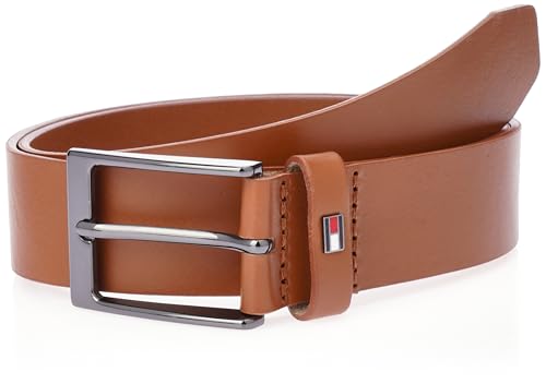 Tommy Hilfiger Cintura Uomo Layton 3,5 cm Cintura in Pelle, Marrone (Cognac), 85 cm