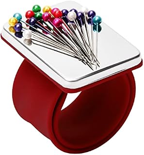 Magnetic Wrist Sewing, Portable Arm Pin Cushion Magnetic Pincushion with Wristband for Sewing Collection (Dark Purple)
