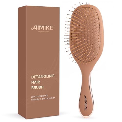 AIMIKE Mocha Mousse Detangler Brush, Pain-Free Detangling Brush with Ultra-Soft FlexGlide Bristles,...