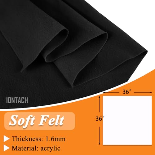 Image of IONTACH 36 inch X 36 inch Black Soft Felt Fabric 1.6mm Thick | Felt Sheets for Crafts, Embroidery, Patchwork, Liner, School Projects, Home Decoration