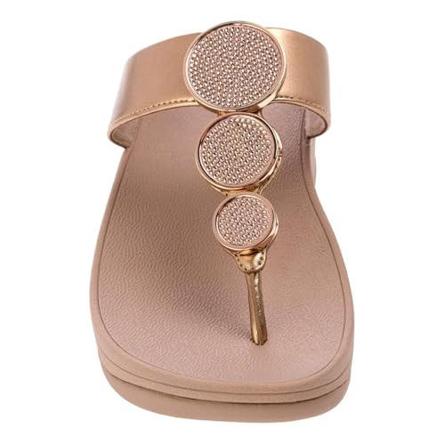 Image of FitFlop Halo Bead-Circle Metallic Toe-Post Sandals