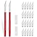 Ehdis 2 escalpelo manualidades, cutter profesional con 20 cuchillas, Cuchilo de tallar Manualidades Cuchillo para trabajos artesanales Cúter con Hobby, rojo
