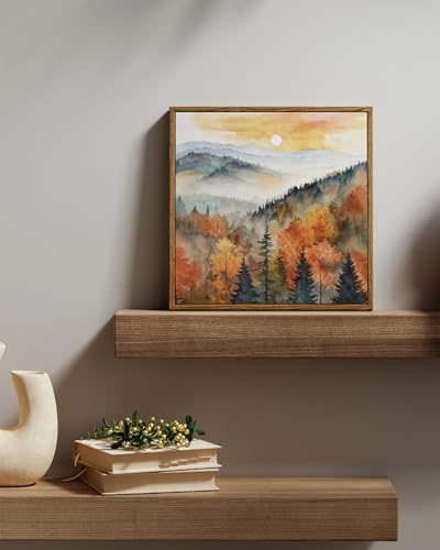 InSimSea-Square-Framed-Canvas-Wall-Art-Nature-Scenery-Decor-Farmhouse-Quiet-Forest-Awakening-Wall-Art-Prints-Autumn-Fall-Classical-Retro-Living-Room-Bedroom-Office-Home-Decor-12×12 InSimSea Square Framed Canvas Wall Art Nature Scenery Decor Farmhouse Quiet Forest Awakening Wall Art Prints Autumn Fall Classical Retro Living Room Bedroom Office Home Decor 12×12