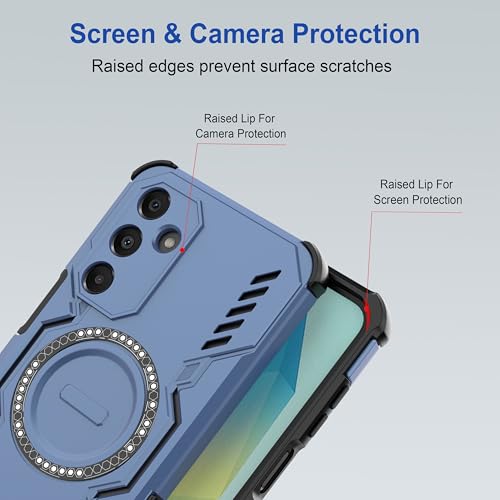 Image of amazon basics Back Case Cover for Samsung Galaxy A16 5G | Magnetic Case with Built-in Metal Ring | Supports Mag-Safe Charger, Wallet & Car Mount | Shockproof Hybrid PC + TPU | Blue