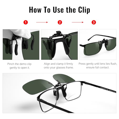 Image of MERRY'S Polarized Clip on Sunglasses Flip Up Metal Clip Attachments for Prescription Glasses