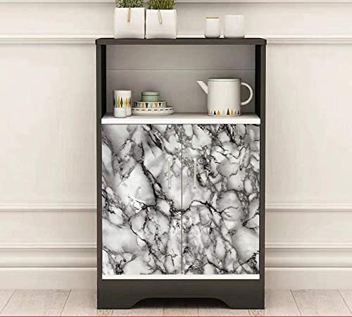 Image of Yancorp White and Black Contact Paper Removable Countertops Black and White Marble Wallpaper Self-Adhesive Peel and Stick Backsplash Vinyl Kitchen(White Black, 11.8 inchx120 inch)