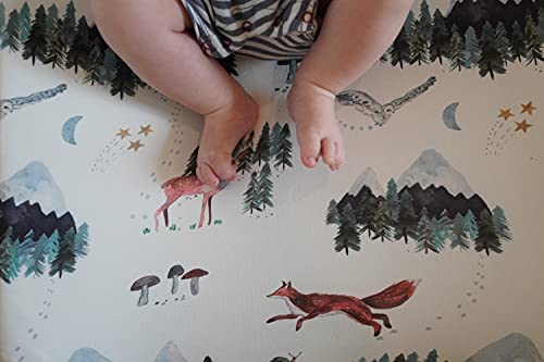 Image of Baby Changing Pad Cover 2-Pack for Boys, Girls (Woodland Forest Animals) - Premium Fitted Sheets Baby Diaper Changing Table Cover - Buttery Soft Cotton Blend