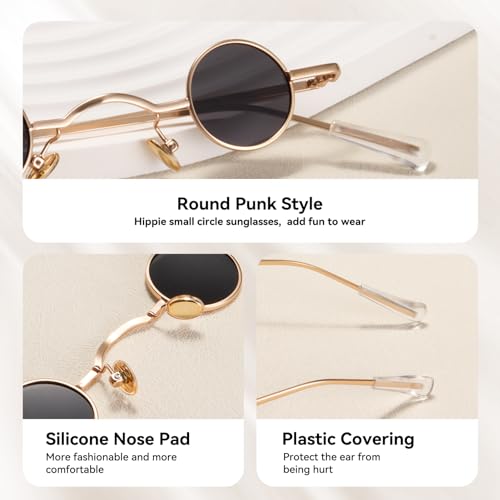 Dollger Punk Polarized Sunglasses 70s Hippie Circle Small Sun Glasses4