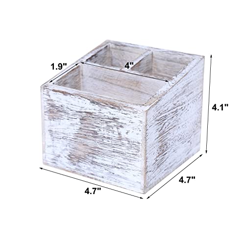 Remote Control Holder Wood Remote Caddy Media Storage Box,Rustic Vintage Wooden Desktop Organizer For Living Room Kitchen #TOP6