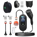 Portable EV Charger 3Phase 22KW 32A, Type 2 EV Wall Charger with AU 5 Pin CEE Waterproof Plug, APP Control, Adjustable Current, 5M Charging Cable, 10A/15A Adapter Cable (Black)