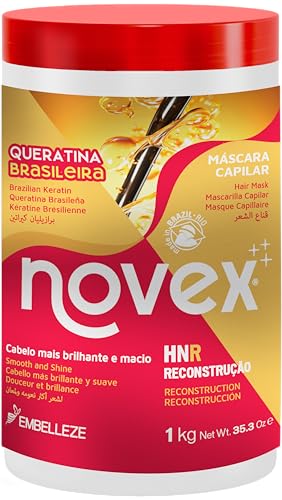 Novex Mascarilla Capilar Acondicionadora con Queratina Brasileña y Queratina de Origen Vegetal Enriquecida con Vitamina E para Hidratación Ultra Profunda, Mascarilla Nutritiva 1kg