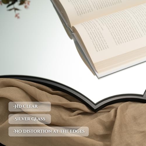 Mirrona 32"x24" Scalloped Wall Mirror, Wooden Framed Decorative Mirror for Livingroom Bedroom Bathroom Entryway Fireplace Mantle, Horizontally or Vertically Wall Mounted, Black, Melfi - Image 3