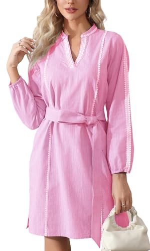 Womens Long Sleeve Cotton Linen Dress - image 1