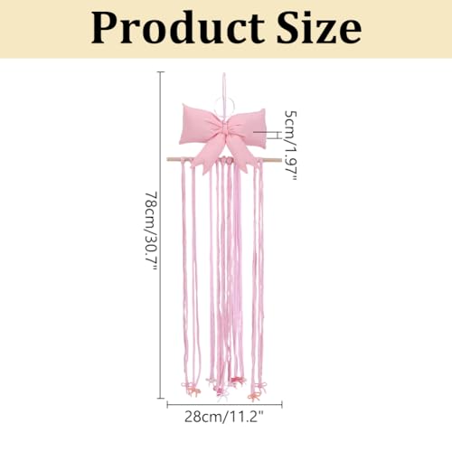 HOBBIESAY Schleifchenhalter Für Pinke Haarschmuck Aufbewahrung Wandhängedekoration Langer Schleifenhalter Pinke Schleifen Haarschleifen Clip Organizer Headband Aussteller Für Damen Headband Organizer