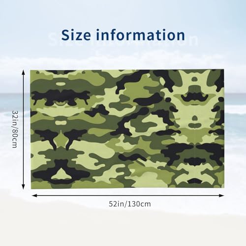 Serviette bain microfibre anti odeur et ultra douce grand drap de douche camouflage vert - 4