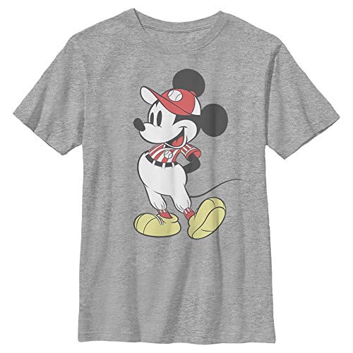 T-shirt Mickey Disney pour garçon style baseball taille XL coloris gris chiné athlétique