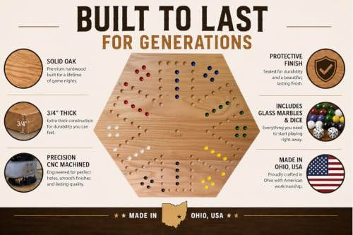 20 Inch Solid Oak Double-Sided Marble/Wahoo Board Game miniatura 3