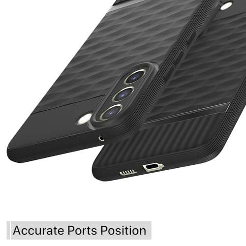 Image of Pikkme Back Cover for Samsung Galaxy S21 FE 5G Soft Grip 3D Hexa Cube Texture Silicone Bumper Case (Black)