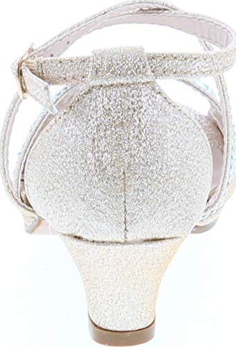 Link Fantastic-90K Girl's Rhinestone Criss Cross Ankle Strap Chunk Heel Sandals4