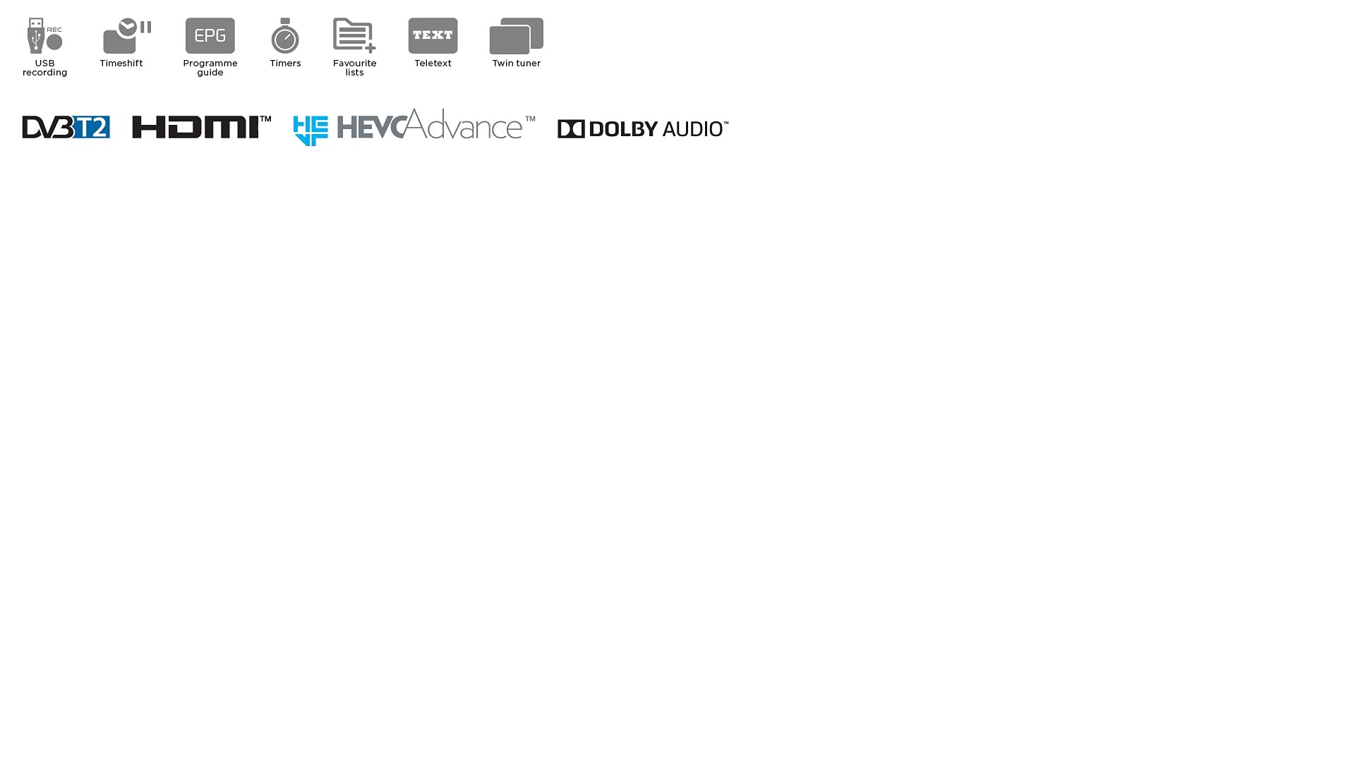 STRONG Decodificador TDT Full HD|Doble sintonizador|DVB-T2|Pantalla|Compatible con HEVC265|Receptor/Sintonizador de TV|USB PVR|Dolby Digital Plus|HDMI|Euroconnector