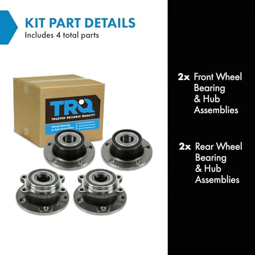 Image of TRQ Front and Rear Wheel Bearing and Hub Assembly Set 4 Piece