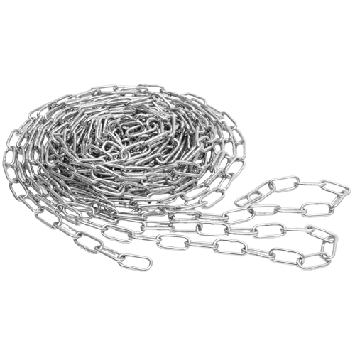 Healifty Silver Safety Chain, Parking Barrier Chain Link Galvanized Iron Chain for Crowd Control Doorway Garage Fence Line