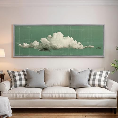 Art mural panoramique vert sauge grand format rétro pour une chambre zen
