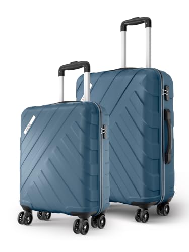 Image of Safari Voro Set of 2 Trolley Bag Hard Case Polypropylene, 8 Spinner Wheels, 360 Degree Wheeling Carry on Luggage, Travel Bag, Suitcase for Travel, Trolley Bags for Travel, Ink Blue