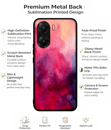 Image of Holi Color Design Premium 2D Printed Metal Back Case Cover for Vivo V29E 5G