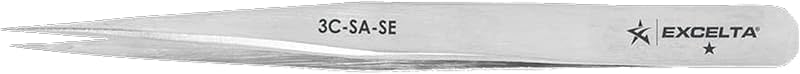 Pinça de precisão Excelta em aço inoxidável, ponta fina, Silver, 1 unidade