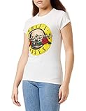  Guns & Roses Guns N\' Roses Classic Bullet Logo (Skinny Fit) Camiseta, Blanco, XL para Mujer