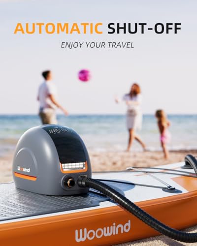 Image of Woowind NW10 Paddle Board Pump Portable Sup Pump High Pressure 20 PSI Sup Air Pump, Dual Stage Inflation /Deflation, Type C /12V DC Electric Sup Pump for Inflatable Stand up Paddle Boards,Boats,Kayaks