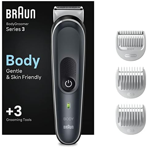 Braun Bodygroomer, Körperpflege- und Haarentfernung für Herren, für Brust, Achseln, Intimbereich, Kammaufsätze 3 / 5 mm, abwaschbar, 80 Min. Laufzeit, Geschenk Mann, BG3350 Cover