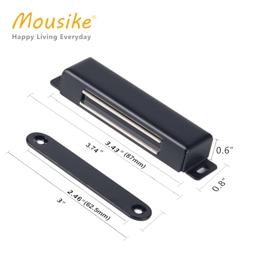 Mousike Magnetischer Türverschluss 30 kg Starke Edelstahl Schrankmagnete für Küchenschrank Kleiderschrank Schrank Schranktürverschluss (Schwarz 2er Pack)
