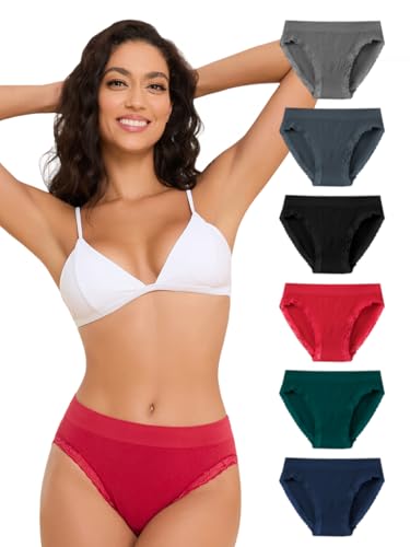 Bamboo Underwear Womens Pack Bikini Moisture Wicking panties Lace Sexy Breathable Hipster Briefs calzones para mujer