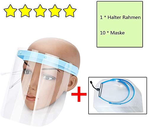 PROTECTOR Anti-Fog Adjustable Dental Full Face Shield with 10 Replaceable Plastic Protective Film