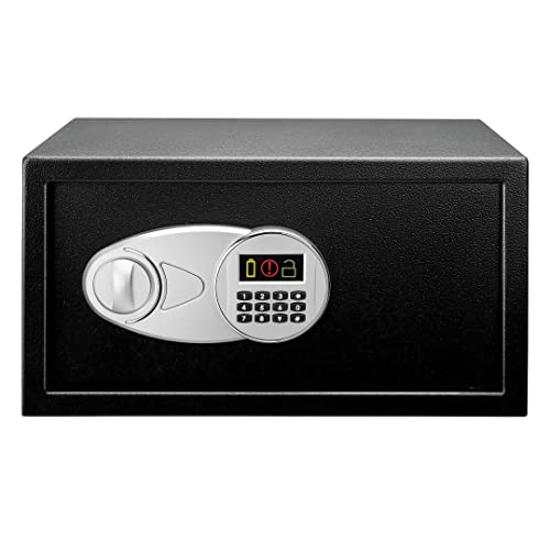 Amazon Basics Steel Security Safe with Digital Keypad - Secure Money, Cash, Jewelry, ID Documents, 28 Litres, 43 cm W x 37 cm D x 23 cm H, Black