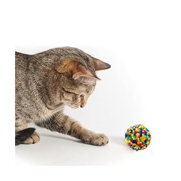 Andiker Katzenbälle in verschiedenen Farben, interaktives buntes Wollgarn, Katzenbälle, Pom-Pom-Katzenbälle, Jagd-Spielzeug für Indoor-Katzen, 6 Stück – Bild 4