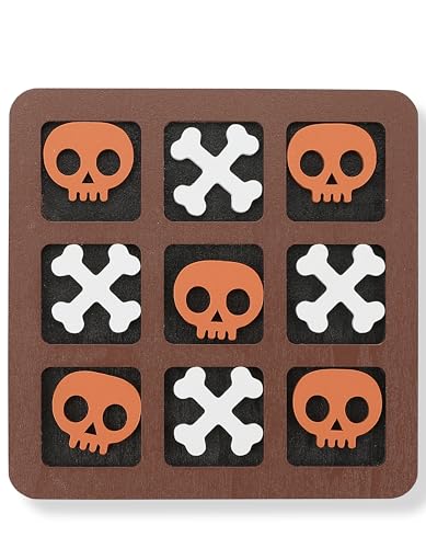 Halloween XO Chess – Wooden Tic Tac Toe Game for Family Strategy Fun, Brain-Boosting Plywood Board, Indoor & Travel-Friendly Classic XO Chess for Game Nights
