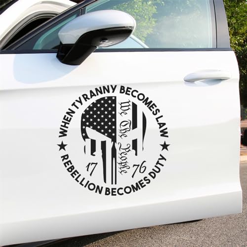 Image of 1776 We The People Vinyl Car Decal US Flag Skull Patriotic